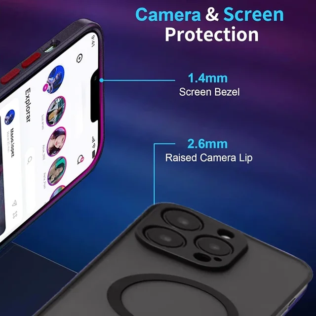 UYUXIO Magnetic Mobile Phone Case with Stand for iPhone 16 Pro Max 15 14 Plus 13 12 Mini 11 Translucent Cover with Kickstand 5