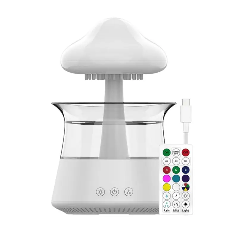 

Светодиодный диффузор-увлажнитель воздуха в форме облака, увлажнитель-капля с дистанционным управлением, яркий ночник в виде грибов, светильник с зарядным кабелем