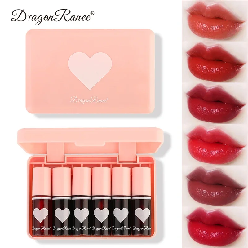 Lip Makeup Lip Gloss Lipstick Set 6pc Autumn and Winter Moisturizing Long-lasting Waterproof Nonstick Cup Cosmetics