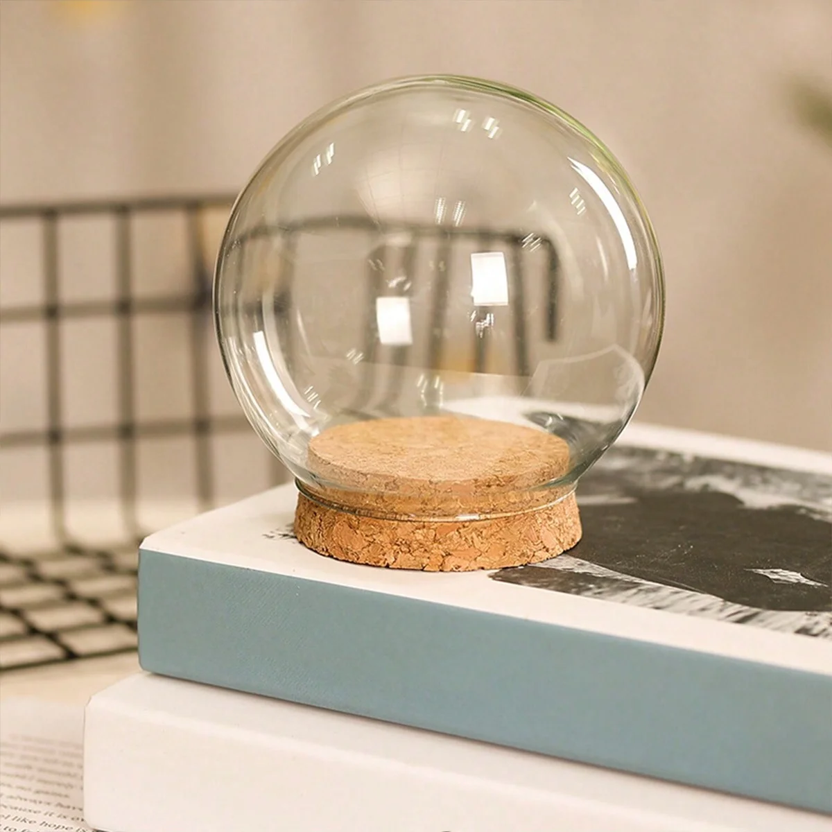 1pc-Small Size Glass Dome Vase Home Decoration Creative Bamboo Base Transparent Cover DIY Wedding Friend Favor Gift glass dome vase