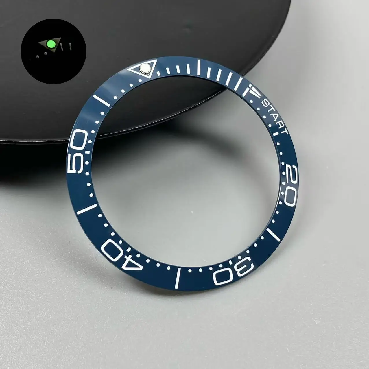 Blue/Green Luminous 38mm Tilted Ceramic Bezel Insert Ring