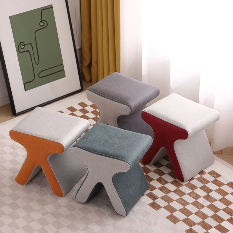 

Shoes Changing Stool Doorway Living Room Creative Technology Cloth Short Stool Nordic Light Luxury Dressing Room Small Stools