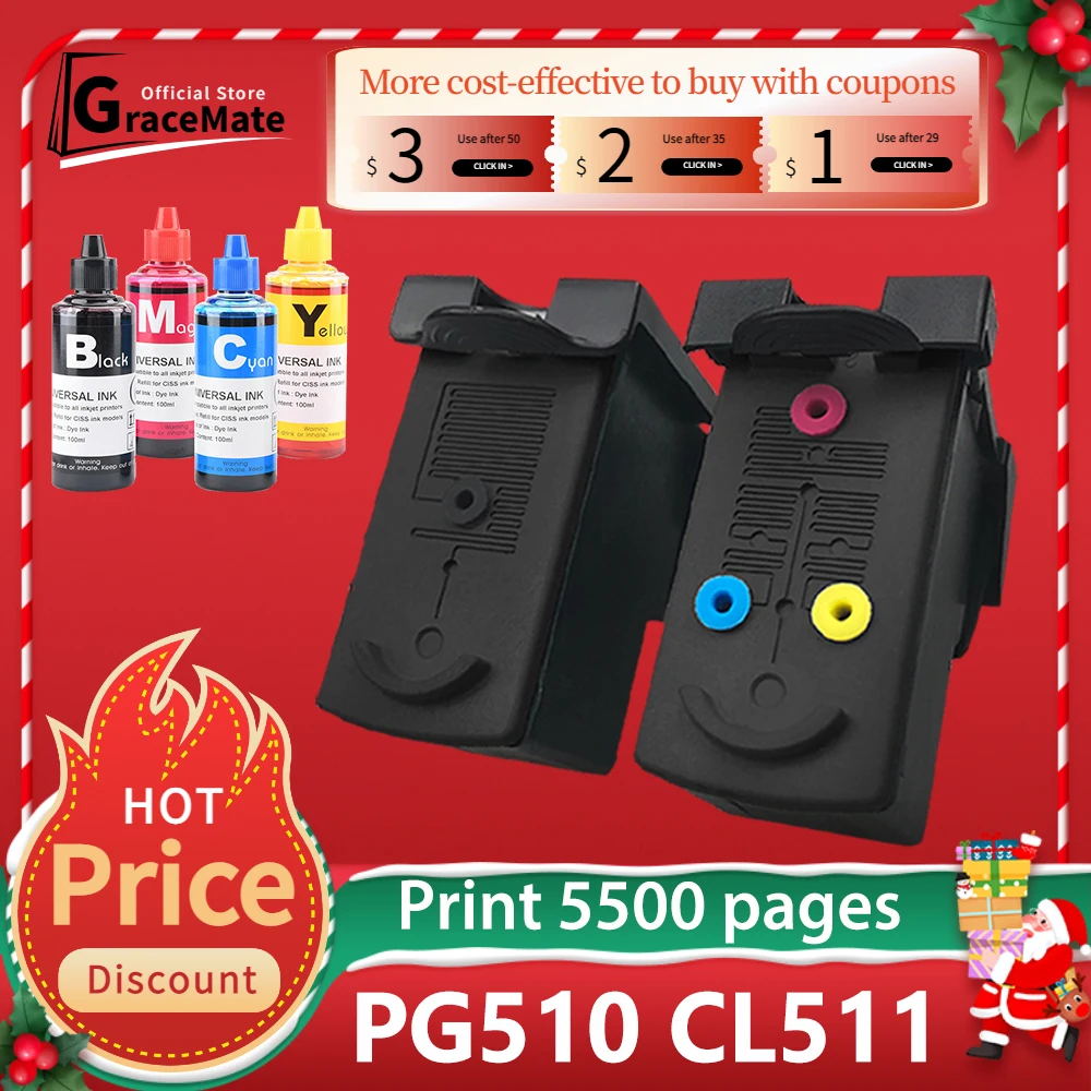 Pg510 Cl511 Compatibile Per Canon Pg 510 Cl 511 Per Canon Pixma Ip2700 Ip2702 Mp230 Mp240 Mp250 Mp252 Mp260 Mp270 Mp280 Stampante