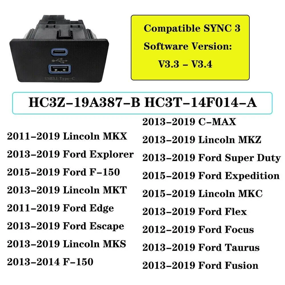 ȭ 3  Carplay USB + -C USB-C   HC3Z-19A387-B HC3T-14F014-A