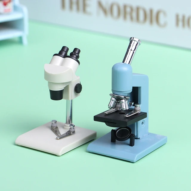 1/6 Scale Miniature Science Lab Microscope,binocular Stereo Microscope &  Test Tube 