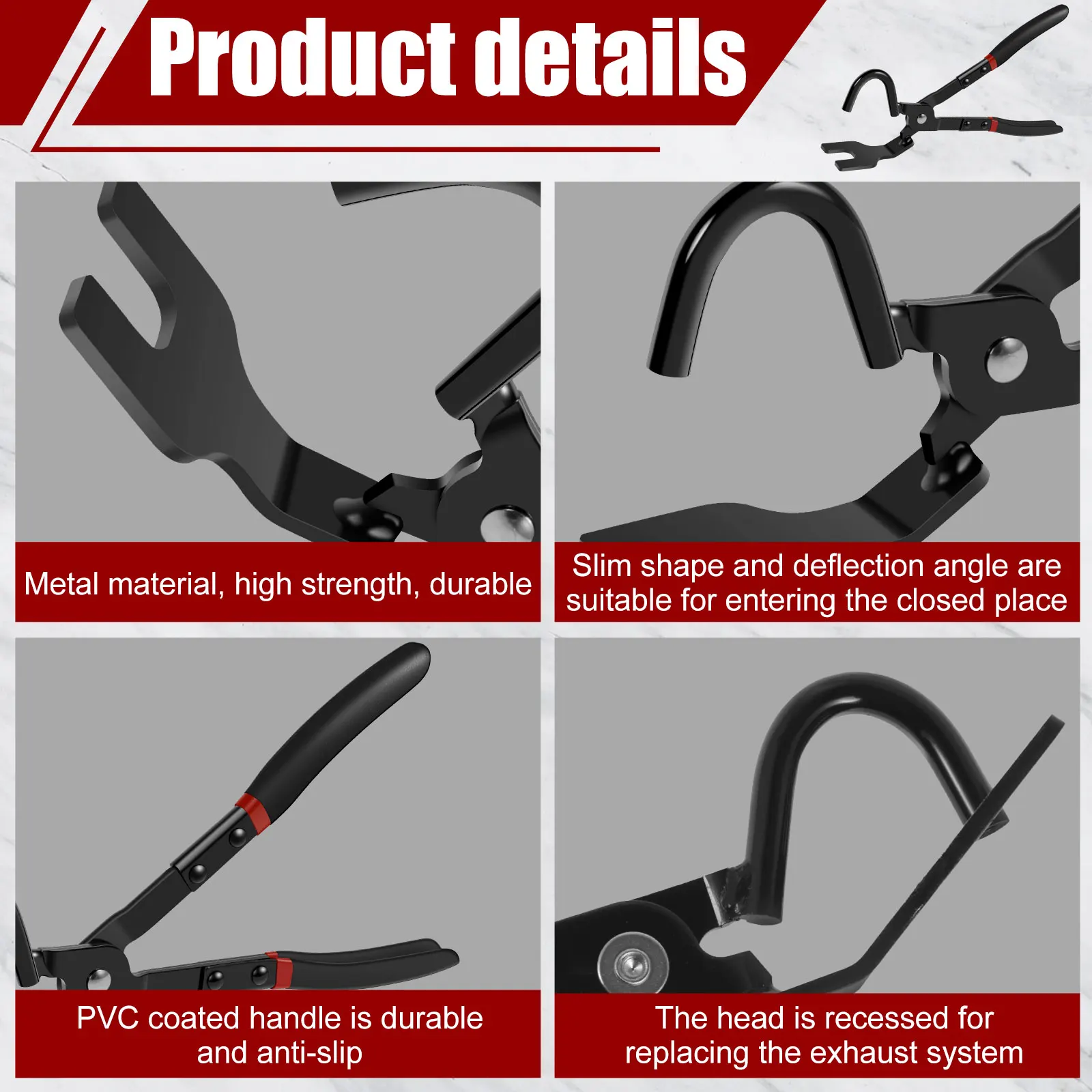 Car Repair Tool Hardware Hand Tools Exhaust Hanger Pliers HCS Bracket Removal Pliers Non-slip Ergonomic Separate Rubber Bracket Hanger Support Removal Tool For Car