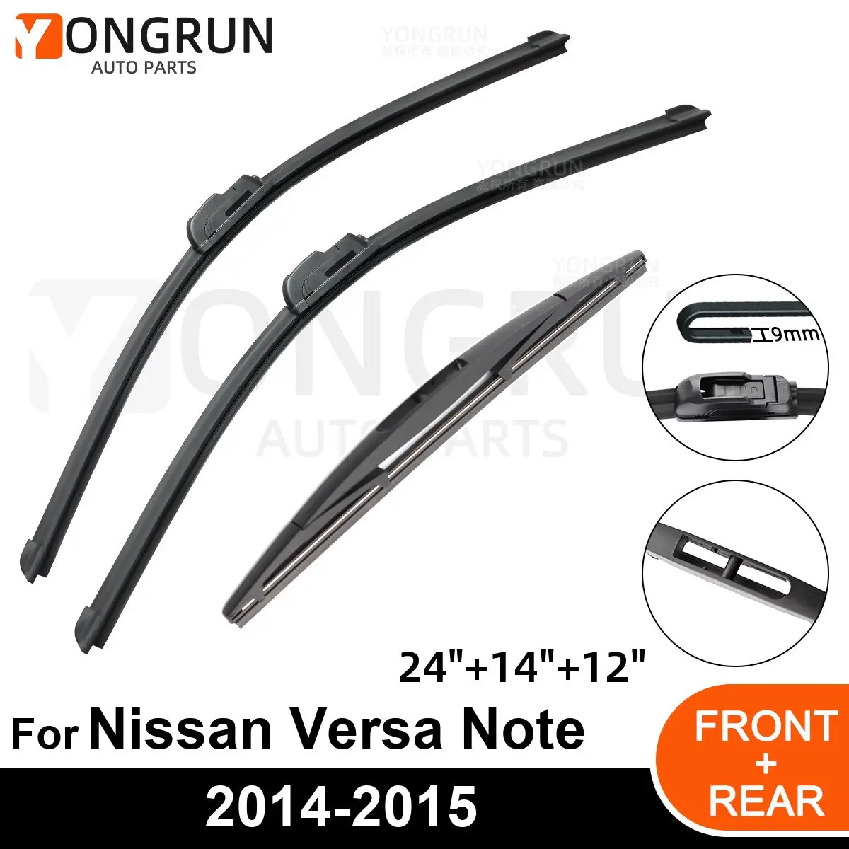 Car Windshield Windscreen Front Rear Wiper Blade Rubber Accessories For Nissan Versa Note 24