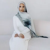 Light Weight Soft Hijab Marble Water Watercolour Print Printing Soft Cotton Rayon Viscose Woven Women Shawl Hijab Scarf 180*80cm