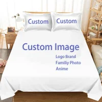 Customized Bed Sheet 3D Print LOGO Photo Anime Flat Sheets Polyester 1-Piece Custom Bed Linens Queen King Twin For Dropshipping 1