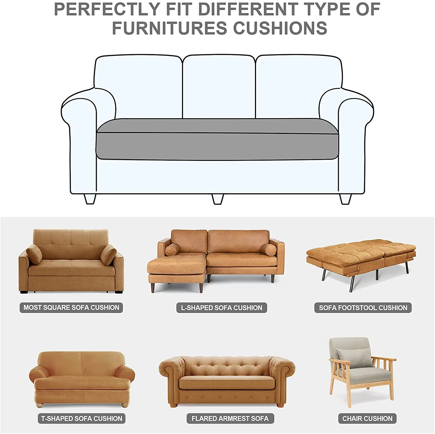 Spandex Jacquard Protector Jacquard Sofa Cushion Cover Corner Sofa Seat Cushion Slipcover Elastic Solid Color Couch Cover 6