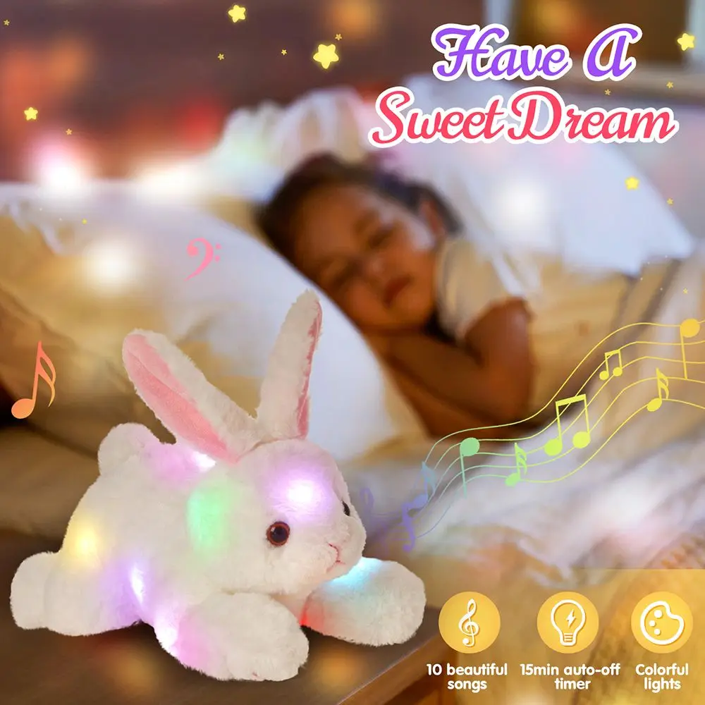 38cm LED Light Musical Glow Stuffed Animals Bunny Rabbit Luminous Toys Gift for Girls Soft Cute Colorful Plush Toy Kids plush toy