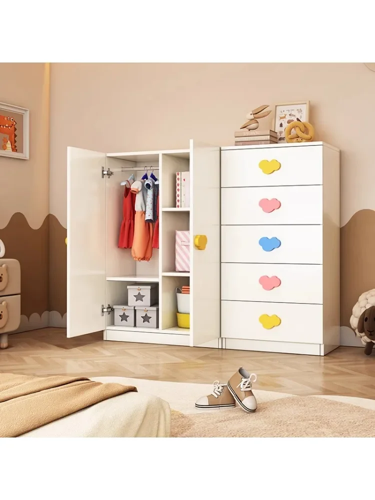 Children's wardrobe household bedroom locker boy student clothes storage cabinet solid wood
