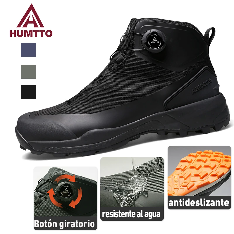 HUMTTO zapatos de senderismo impermeables para hombre, zapatillas de montaña para senderismo, botas seguridad para acampar, calzado táctico negro de deporte de escalada|Zapatos de - AliExpress