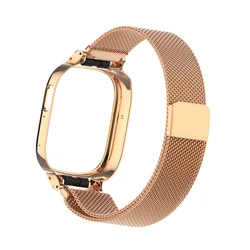 2 - in - 1 Metal Watch Case & Milanese Strap Set with Magnetic Wristband - Watch4 (Rose gold)