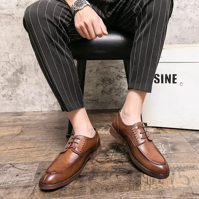 

Men's Shoes 2023 New Summer Casual Leather Shoes Men's Business Formal British Style Soft Bottom Derby Black Tide Shoes