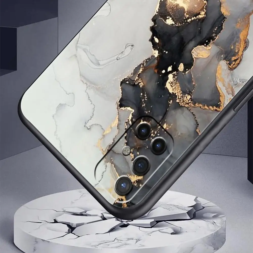 Elegant Marble Design Soft Silicone Phone Case - Black Cover