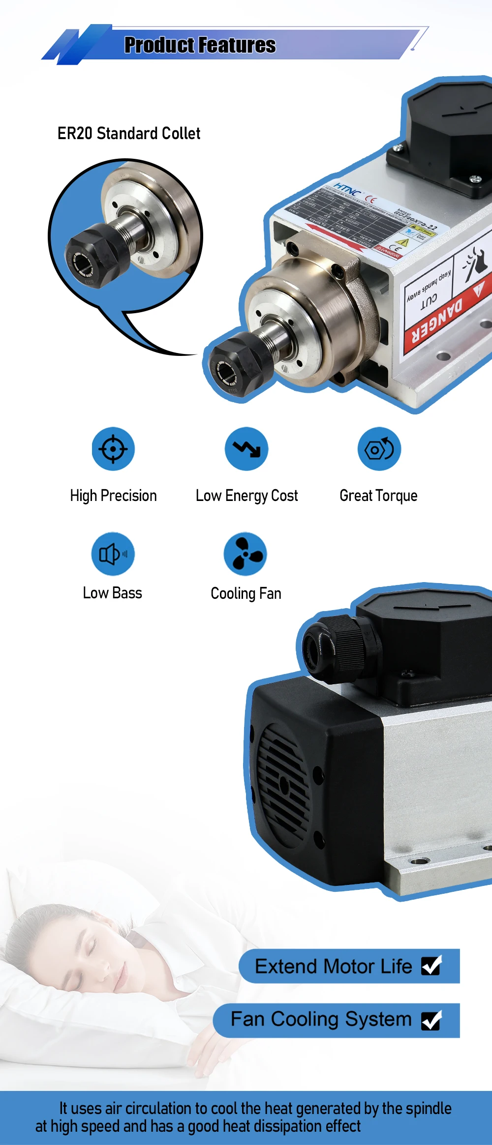 2026 New 2200w Spindle Motor For wood aluminium soft metal ER20 400hz 24000rpm 2