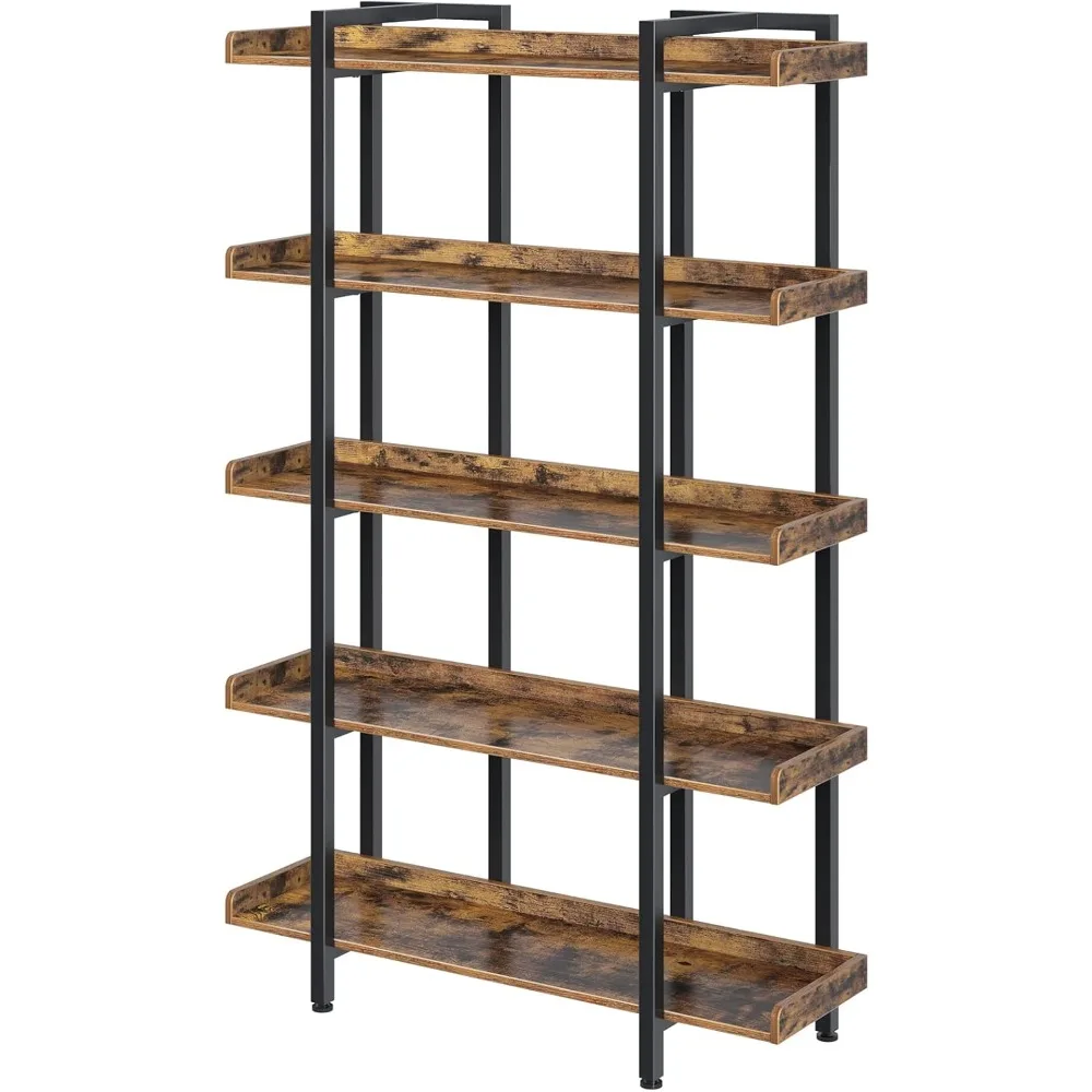 5-Tier, 68.9’’H Industrial Book Shelf, Large Bookcases and Bookshelves with Open Shelves, Open Display Shelves with Metal 6