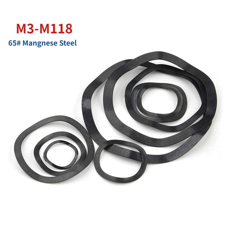 

50/100Pcs 65# Mangnese Steel M3 M4 M5 M6 M8 M10 M12 M14 M16 M19 M21 M24 -M118 Wave Washer Wave Crest Type Gasket Spring Washer