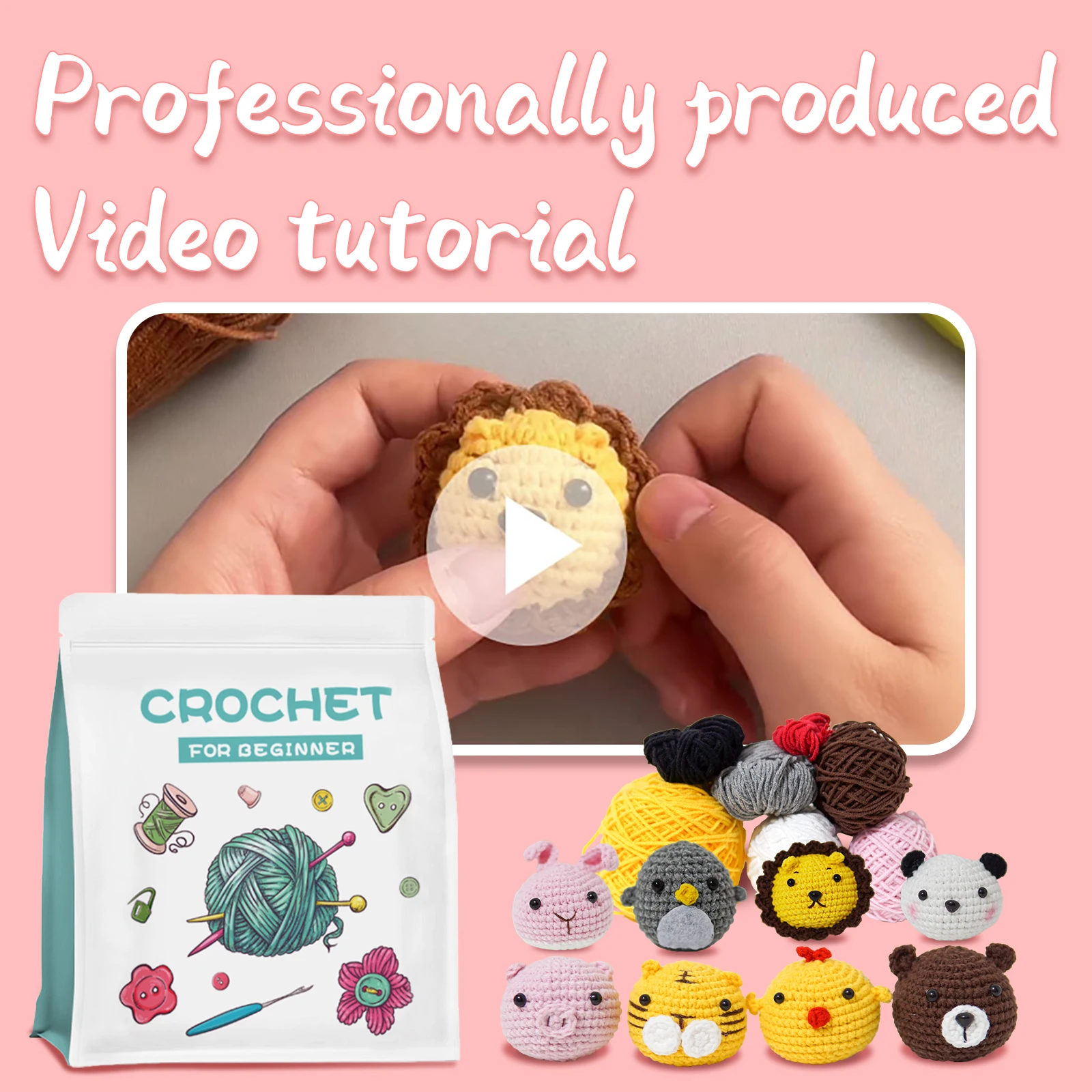 Kit Crochet Débutant : Apprenez à Crocheter Un Tyrannosaure Et Un Arbre - Avec Fil, Outils Et Vidéo Tutorielle