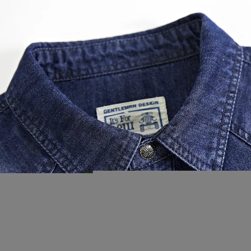 Men's Denim Shirt Long Sleeve Oversized Pure Cotton Overshirt Solid Casual Shirts Men Clothing 4XL A2F6522 denim shirt long sleeved shirt