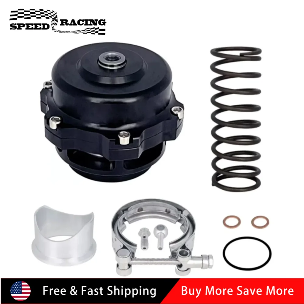 Universal Aluminum 50MM Blow Off Valve Dump Valve BOV with Stainless Steel V-band Flange For High Boost Pressures Black