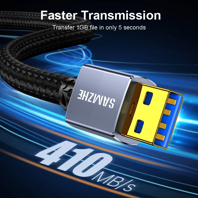 SAMZHE USB 3.0 연장 케이블, 수-수 2.0 연장 케이블, PC TV PS4 컴퓨터 노트북 익스텐더용