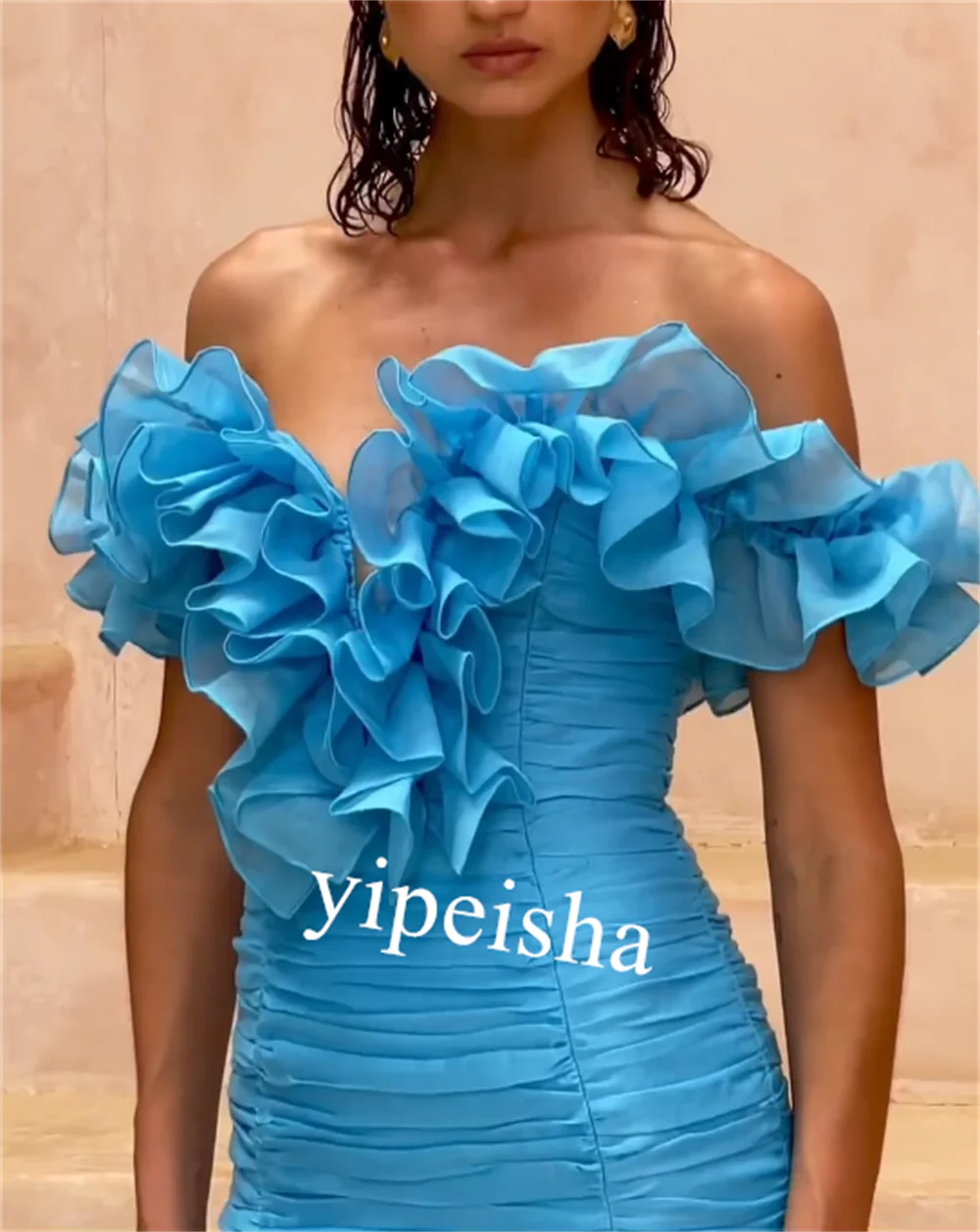 Customized Off-Shoulder Mini Graduation Dress Back View