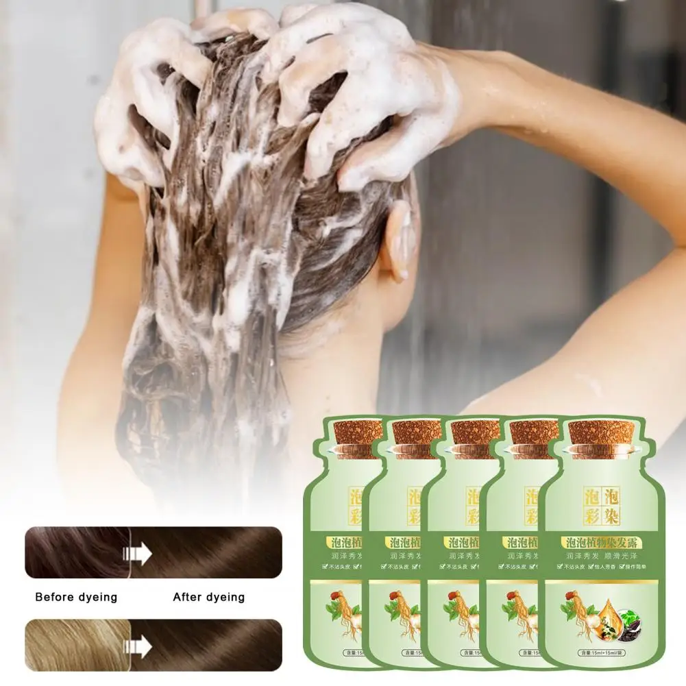 Hair dye shampoo Bubble Hair Dye Kit Safe Bubble Hair Dye 10pcs 30ml Gentle Botanical Shampoo for Men Women Natural for Gentle