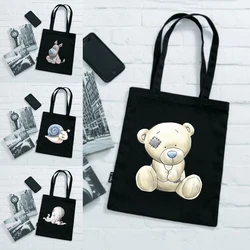 Shopping Bags Patch Doll Canvas Bag Shopper Tote Shoulder Women Customizable Women's Fabric Designer Handbags Bags for Women