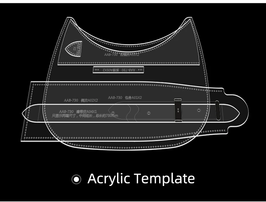 Ladies Underarm Bag One Shoulder Bag Handbag Acrylic Template Leather Pattern DIY Leather Craft Pattern With Hole Template Sewin