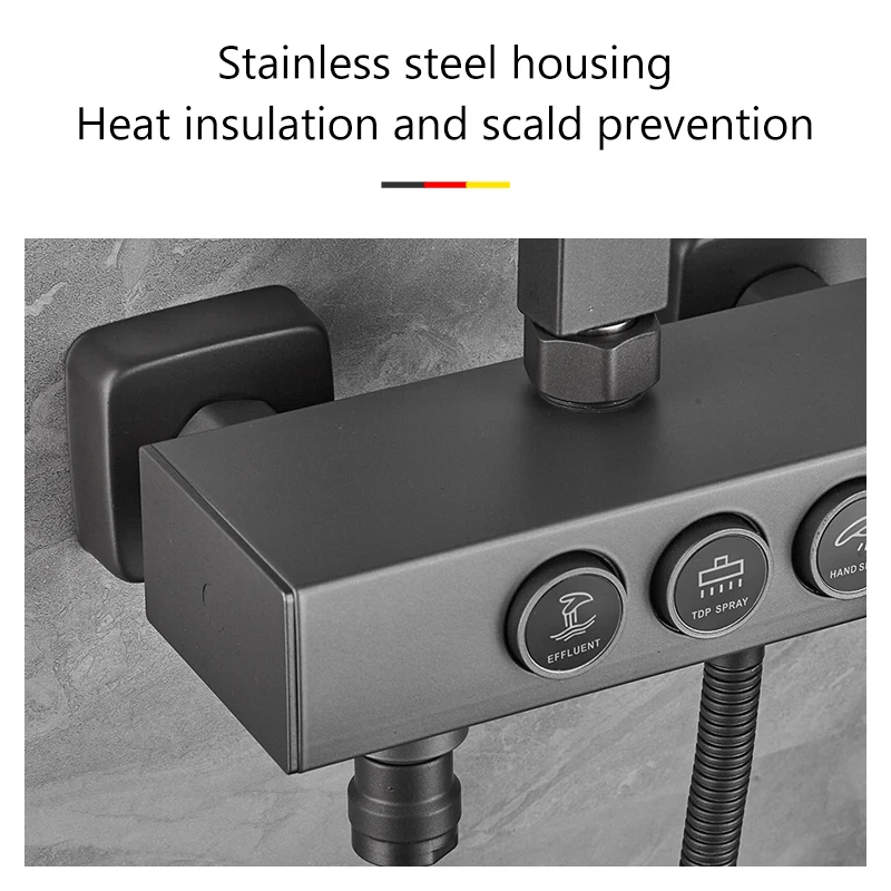 Stainless Steel Bathroom Home Constant Temperature Shower Shower Set BlackGun Grey Pressurized Bathroom Head Bath