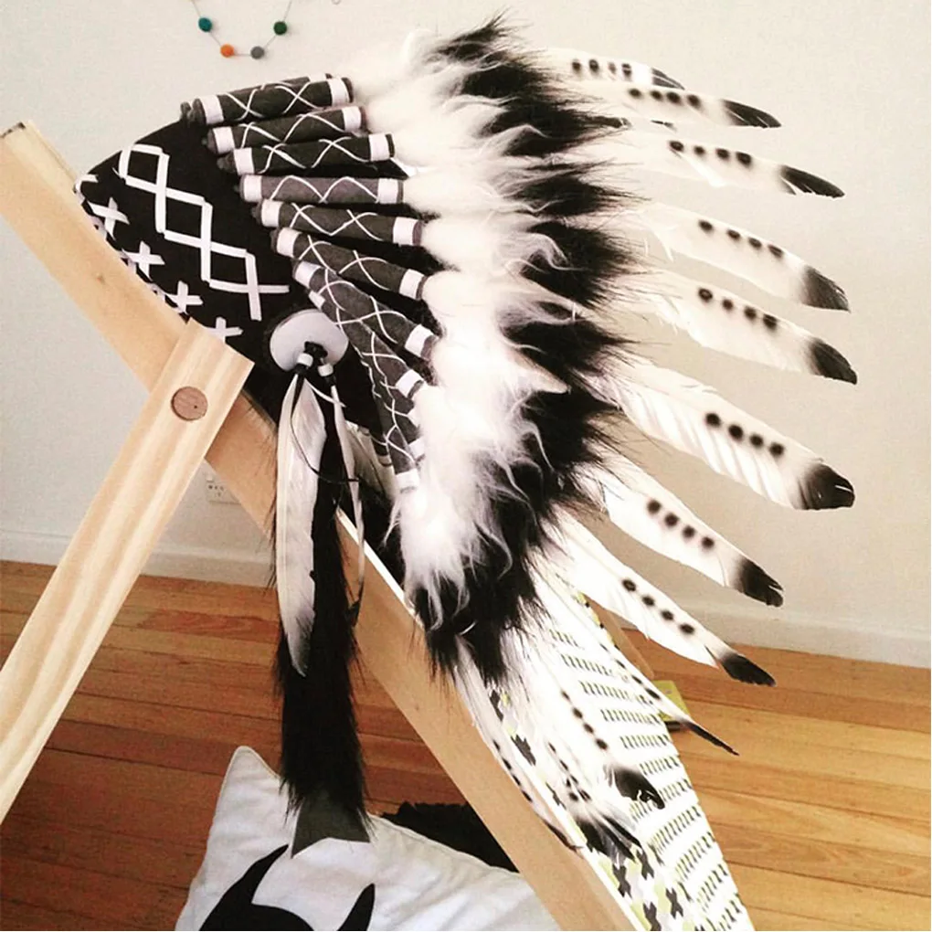 

Indian Feather Headdress Kids Children Adult Photography Props Headpiece Indian Hat Headwear