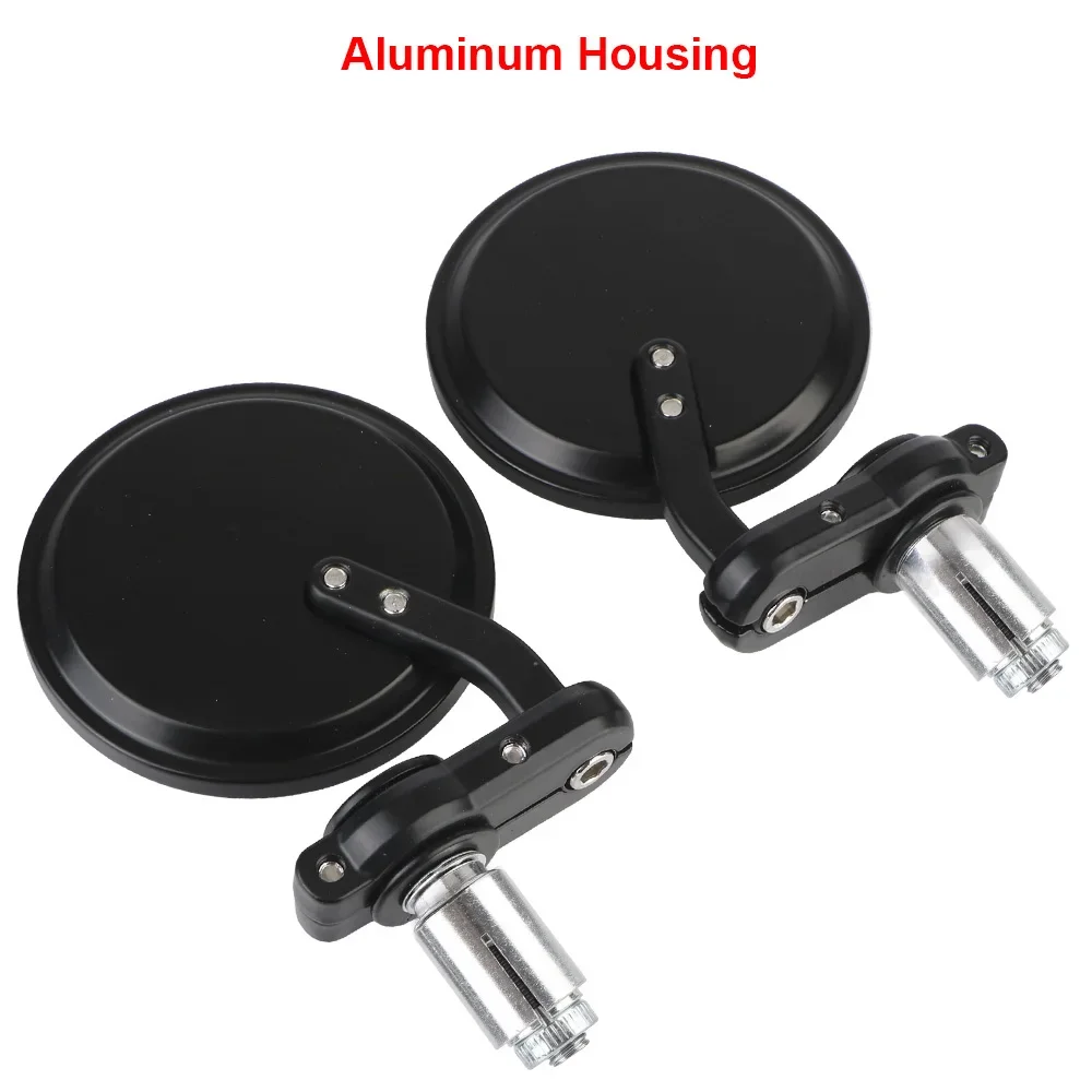 Motorcycle Mirror: 22mm Universal Rearview Side Mirror 2pcs Handle Bar End Mounting for Motorbike