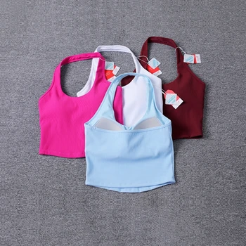 Yoga Fitness Sports Bra Sexy Back Super Soft Yoga Top Backless Padded Workout Gym Bra Solid Color Active Wear 1