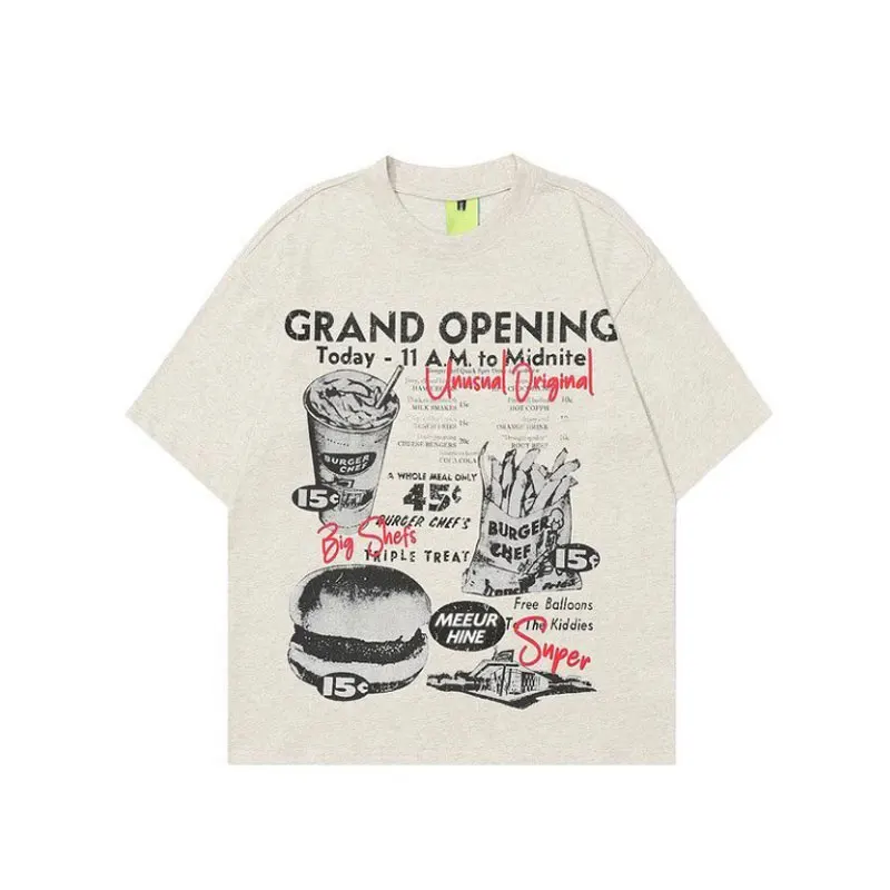 

2024 new American French fries and burger short-sleeved T-shirts for men and women, loose, fashionable, slim and versatile tops