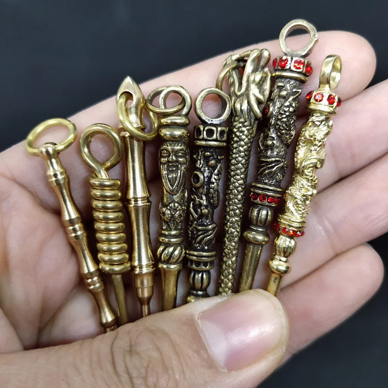 Mini Spoon Charms Retro Brass Shovel Spoon Crevice cleaning tool Pendant KeyChain Dangles Bag Hanging Necklace Accessories Charm