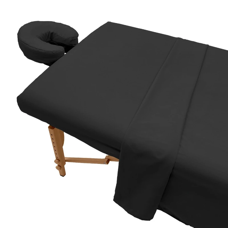 3pcs/Set Unscented Microfiber Massage Table Sheet Set Premium Salon SPA Bed Cover Flat Fitted Sheet Kit With Face Cradle Cover