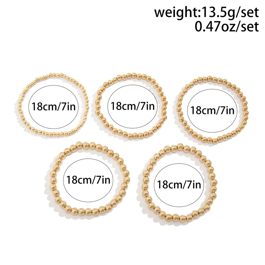 5pcs einzigartige Acryl ccb große Kugel kette Armband zur Hand für Frauen Mode Aussage elastische Armreifen Grunge Schmuck Steampunk Männer – Detail 5