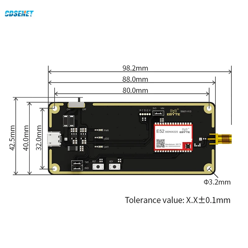 Kit de placa de prueba E52-900NW22S-TB, módulo de malla Lora de 868MHz, 915MHz, CDSENET, E52-900NW22S, 22dbm, larga distancia, 2,5Km - AliExprs 509 Kit de placa de prueba E52-900NW22S-TB, módulo de malla Lora de 868MHz, 915MHz, CDSENET, E52-900NW22S, 22dbm, larga distancia, 2,5Km - AliExprs 509