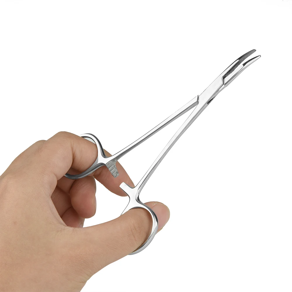 Stainless Steel Pet Dog Cat Ear Hair Tweezers Curved Tip Cleaning Clamp Animal Hair Trimming Tool