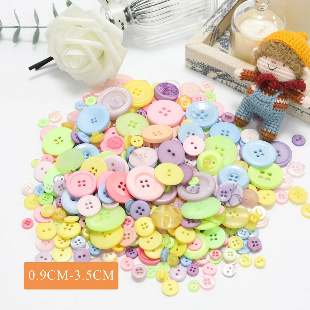 200-300개 150g 혼합 색상 레진 버튼 다양한 스타일 레진 버튼 내구성 가벼운 버튼 DIY 공예용