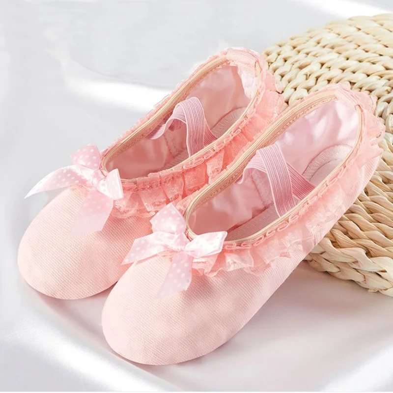 

USHINE Girls Ballet Slippers Lace Ballet Dance Shoes Lace bow-knot Canvas Soft Sole Ballet Shoes Ballet Slippers