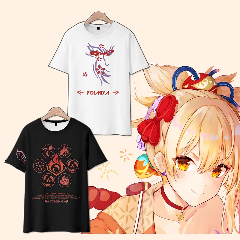 

Game Genshin Impact Naganohara Yoimiya 3D Print T Shirt Women Men Summer O-neck Short Sleeve Funny Tshirt Graphic Tees Cosplay