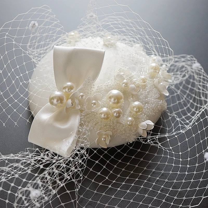 Bridal Hair Accessories Luxury Pearl Handmade Fascinator for Wedding