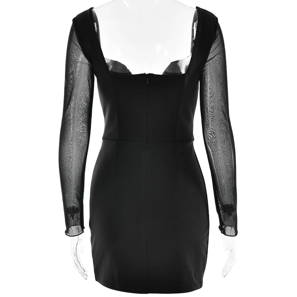 JULISSA MO Sexy Deep V-neck Zipper Women Dress Black Backless Long Sleeve Dress Female Winter Skinny Elegant Party Clubwear 2025
