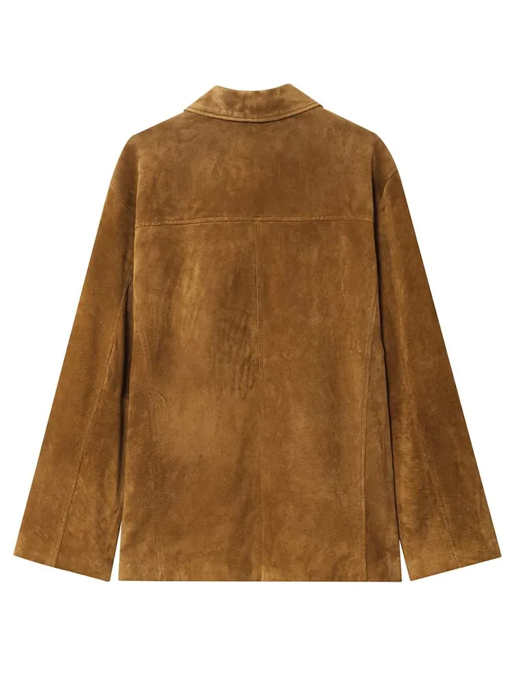 Chic Commute Jacket Women's Single Breasted Leather Coat 2025 Autumn Long Sleeve High Street Casual New Outerwear