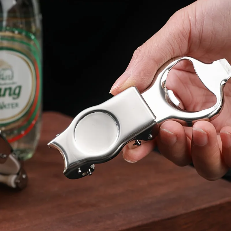 Heavy-Duty Stainless Steel Bottle Opener - Manual Folding Can Opener with One-Touch Opening, for Beer, Soda, Carbonated Drinks