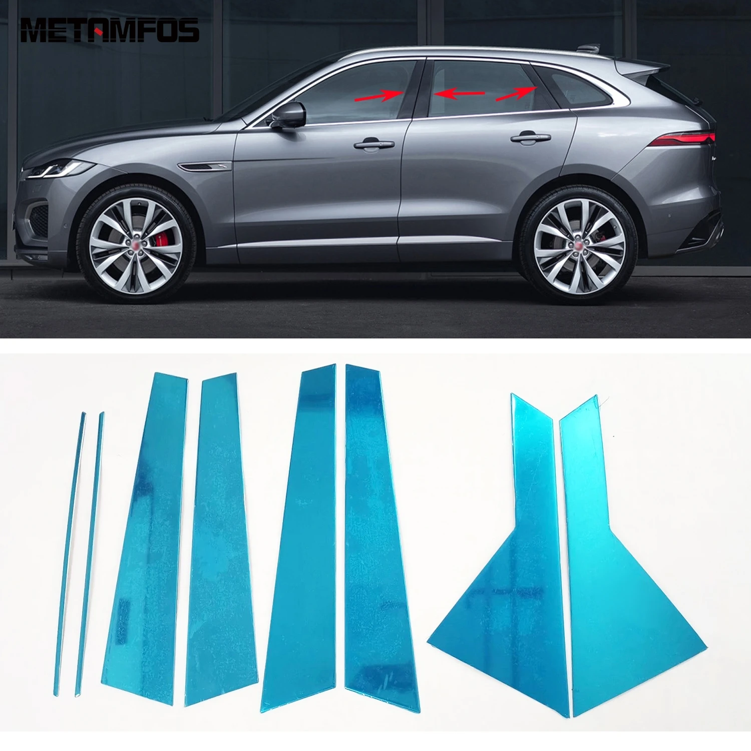 

Для Jaguar F-PACE 2016-2020 2021 2022 2023 нержавеющая окошко центральной B C столбик Обложка отделка стикер аксессуары автостайлинг
