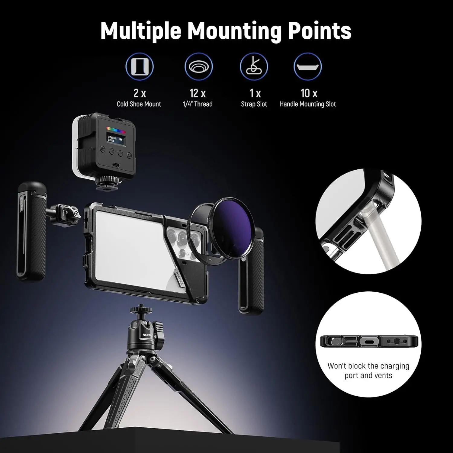 Phone Cage Rig Holder for Samsung Galaxy S25 Ultra,Recording Filming Rig Stabili